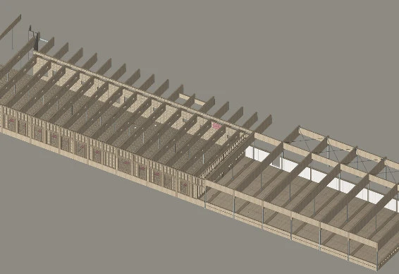 3D Model eines Holzaufbaus